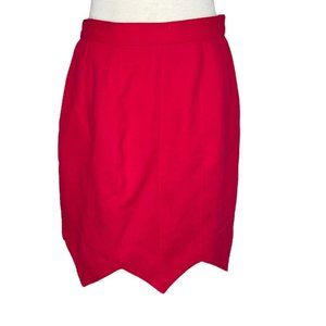 Vintage 1980's Gemma Kahng New York Red Wool Mini Skirt Size 12